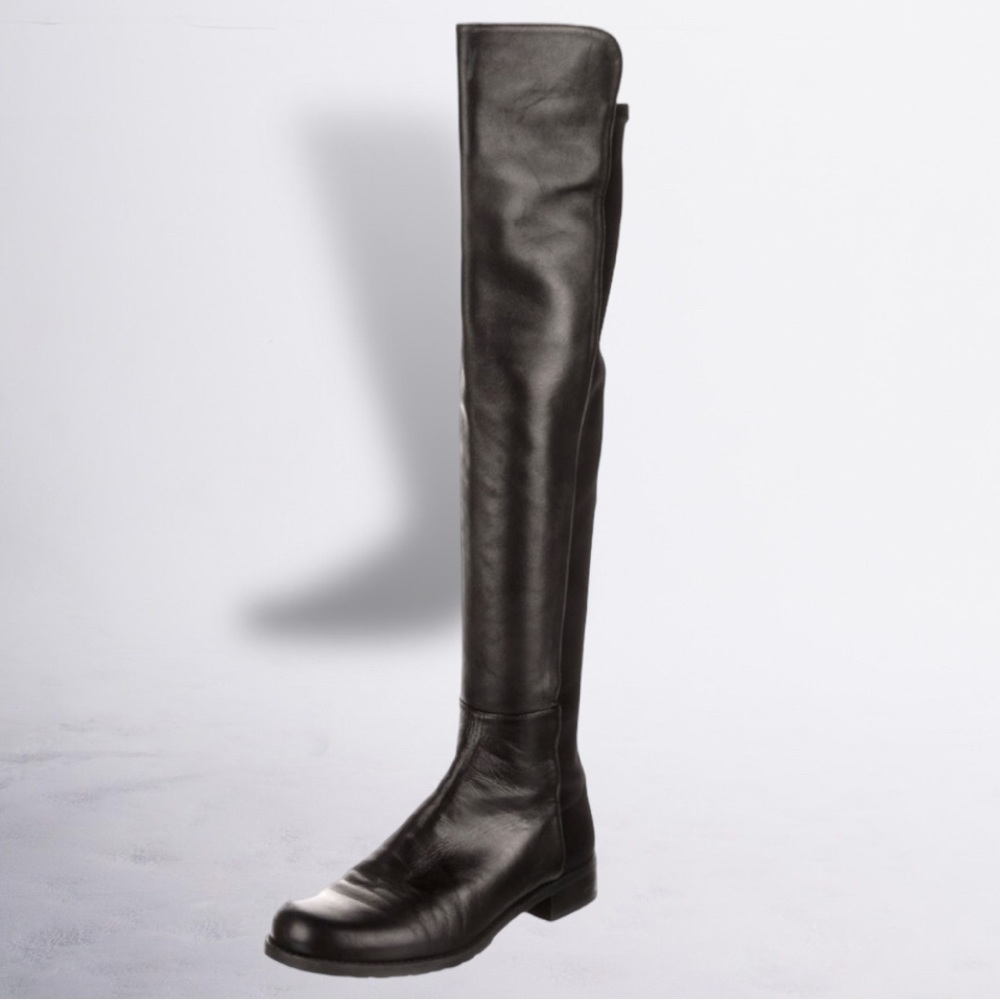 Stuart Weitzman 5050 | Black Nappa Leather Over-The-Knee Boots | Black | 6
